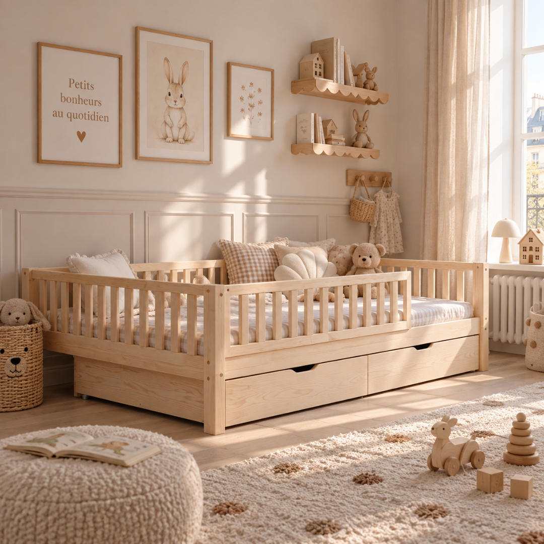 Lit Montessori Basile avec tiroir 140x200cm