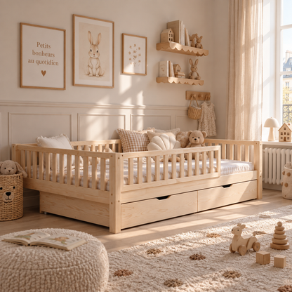 Lit Montessori Basile avec tiroir 140x200cm