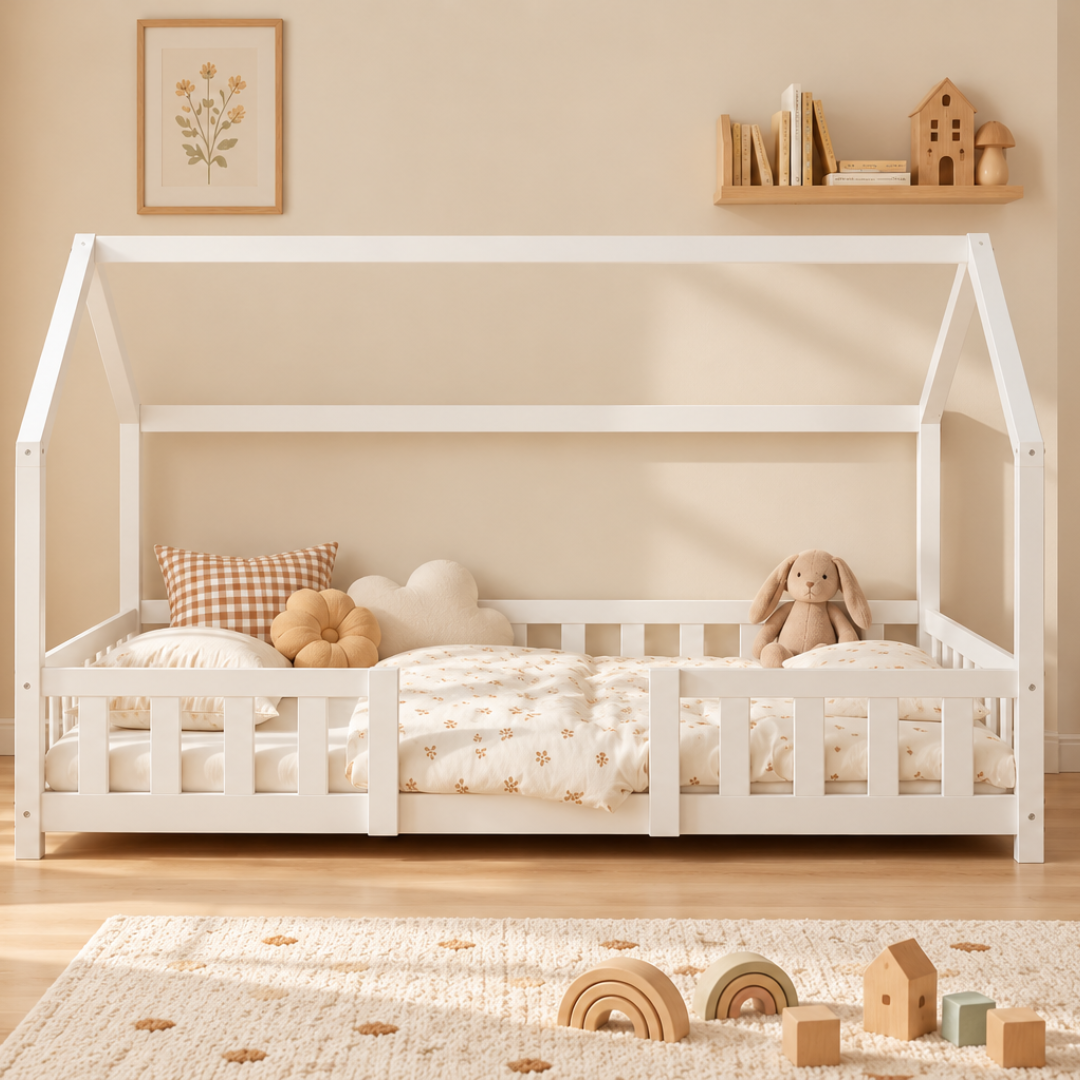 Cabinebed met slagboom - 80x160 cm - Wit 