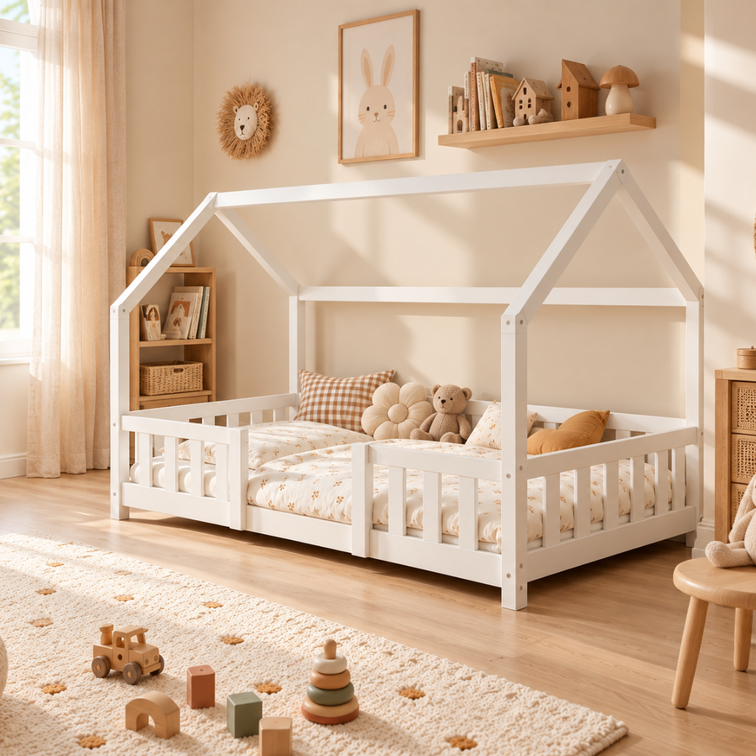 Cabinebed met slagboom - 80x160 cm - Wit 