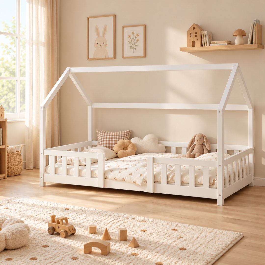 Cabinebed met slagboom - 80x160 cm - Wit 