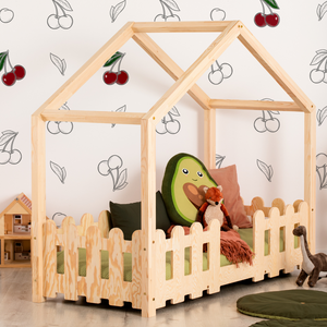 Lit cabane Montessori avec barrière 90x190cm