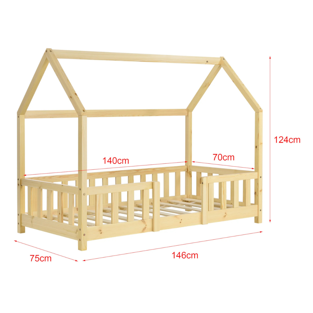 Groot tweepersoons kajuitbed met slagboom - 140x200cm - Wit