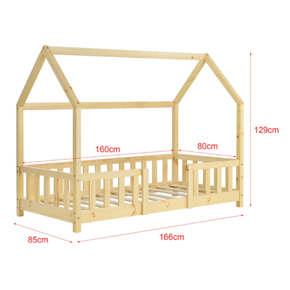 Groot tweepersoons kajuitbed met slagboom - 140x200cm - Wit