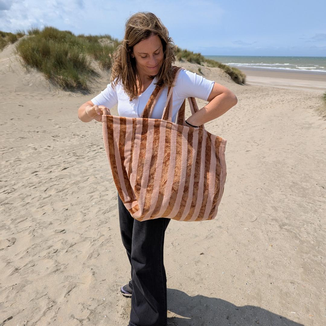 Sac cabas éponge XL - Caramel &amp; rose