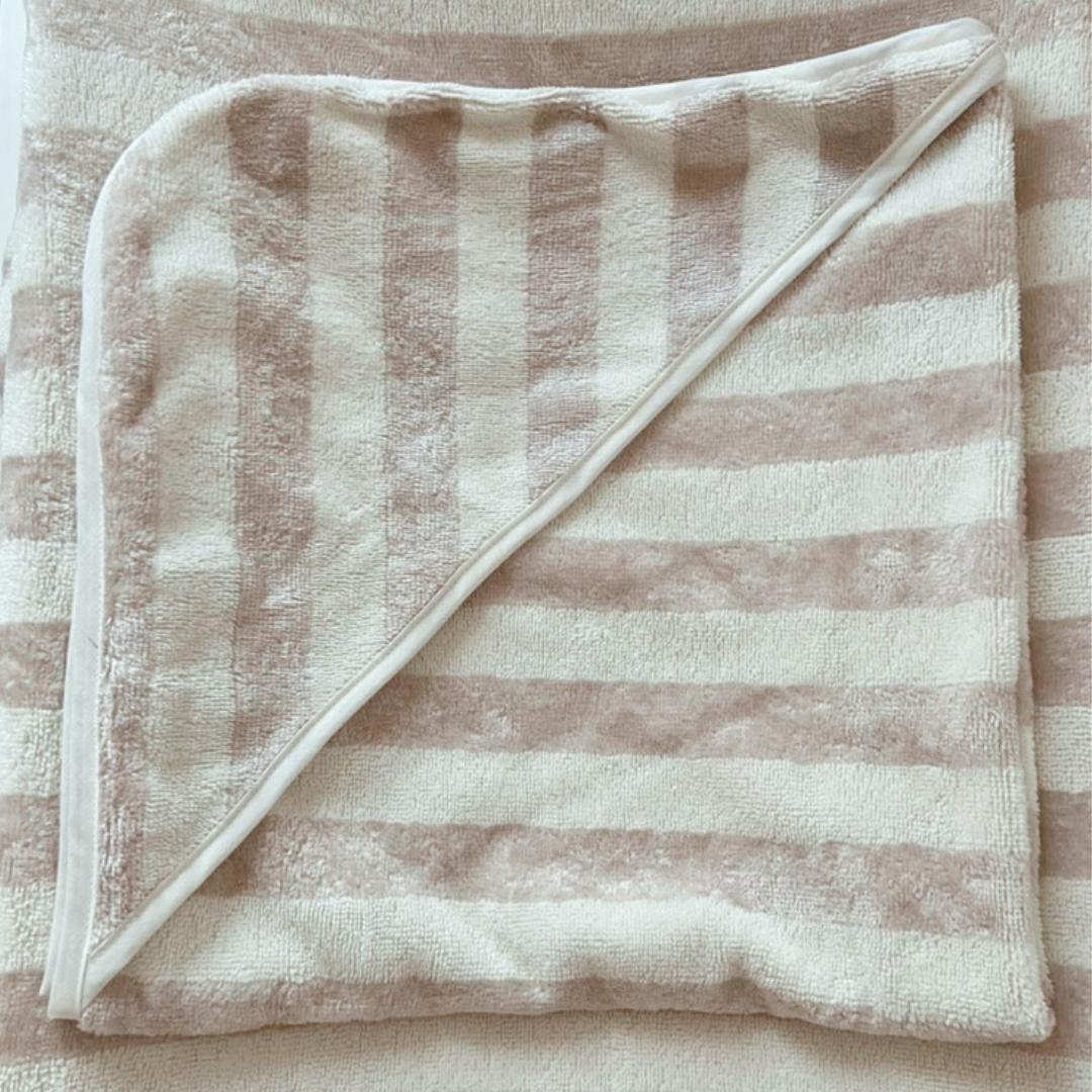Cape de bain bébé Beige &amp; Ecru