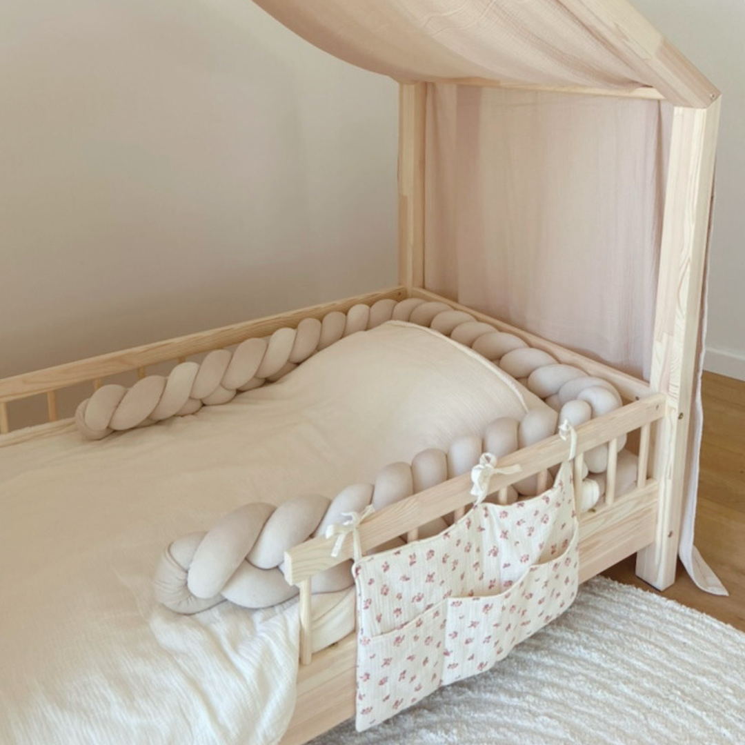 Beige bedhemel van biologisch katoen