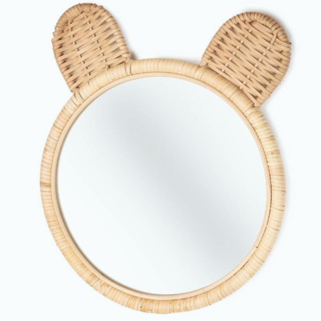 Miroir rond rotin