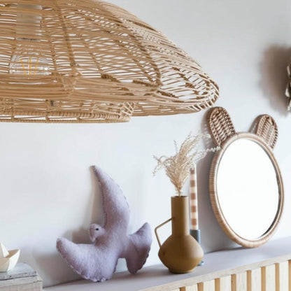 Miroir rond rotin