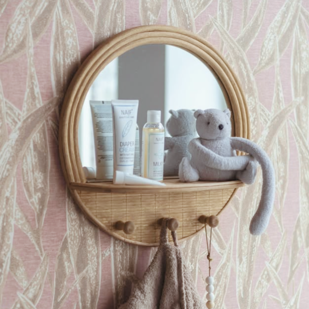Miroir rond rotin