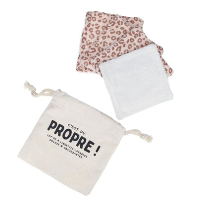Lot de 4 lingettes lavables bébé Léopard