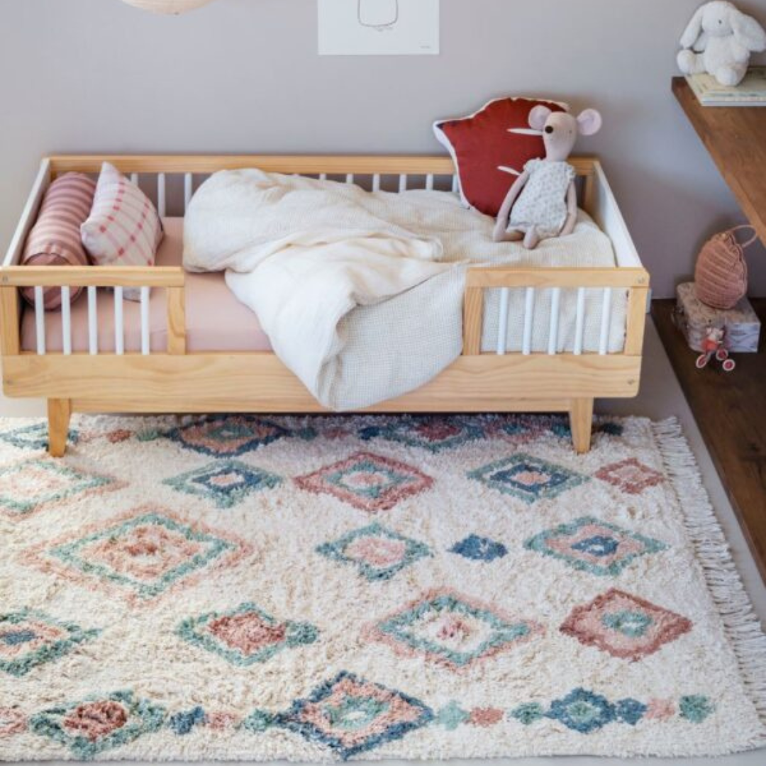 Tapis enfant berbère écru &amp; vert