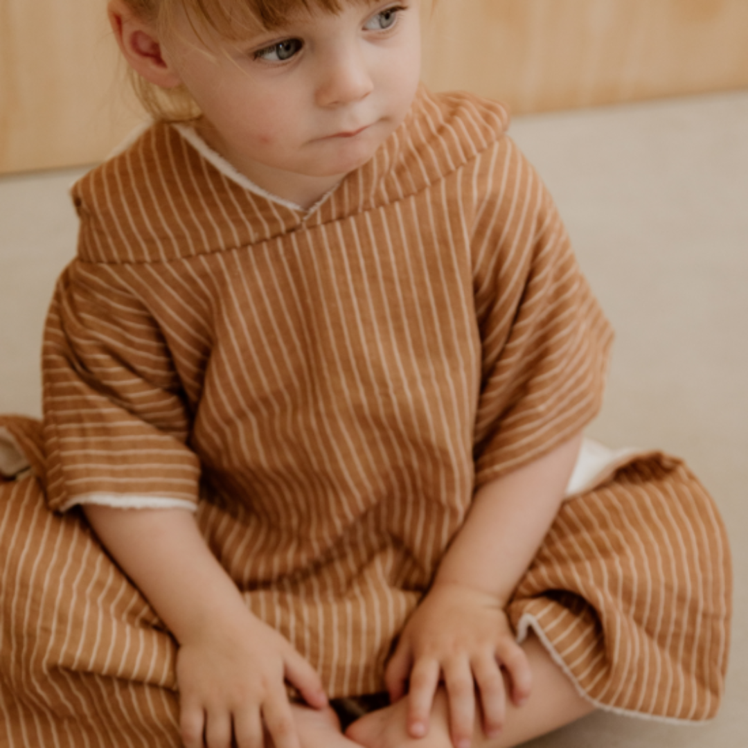 Poncho de bain enfant rayures fines