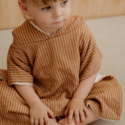 Poncho de bain enfant rayures fines