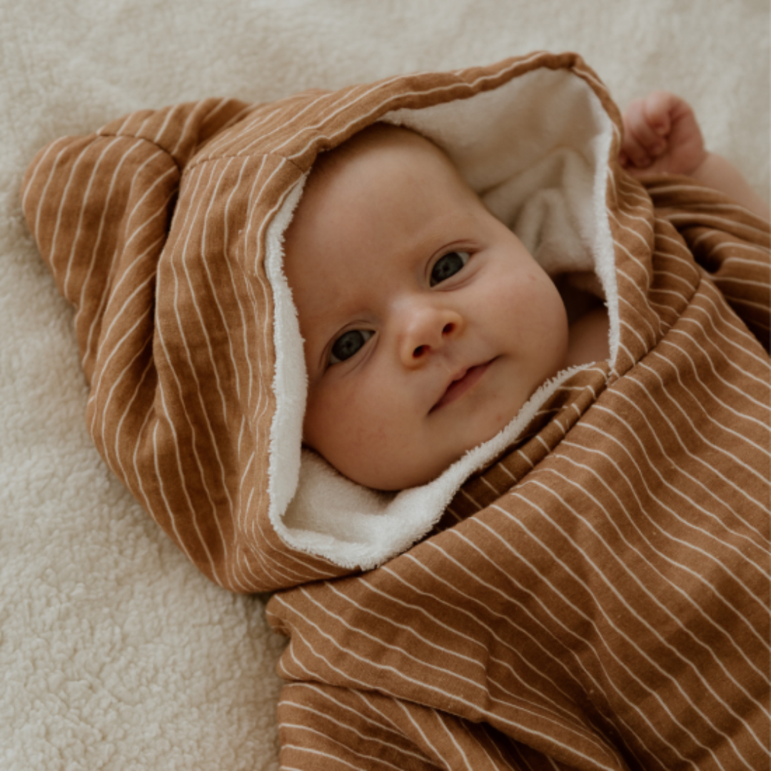 Poncho de bain enfant rayures fines