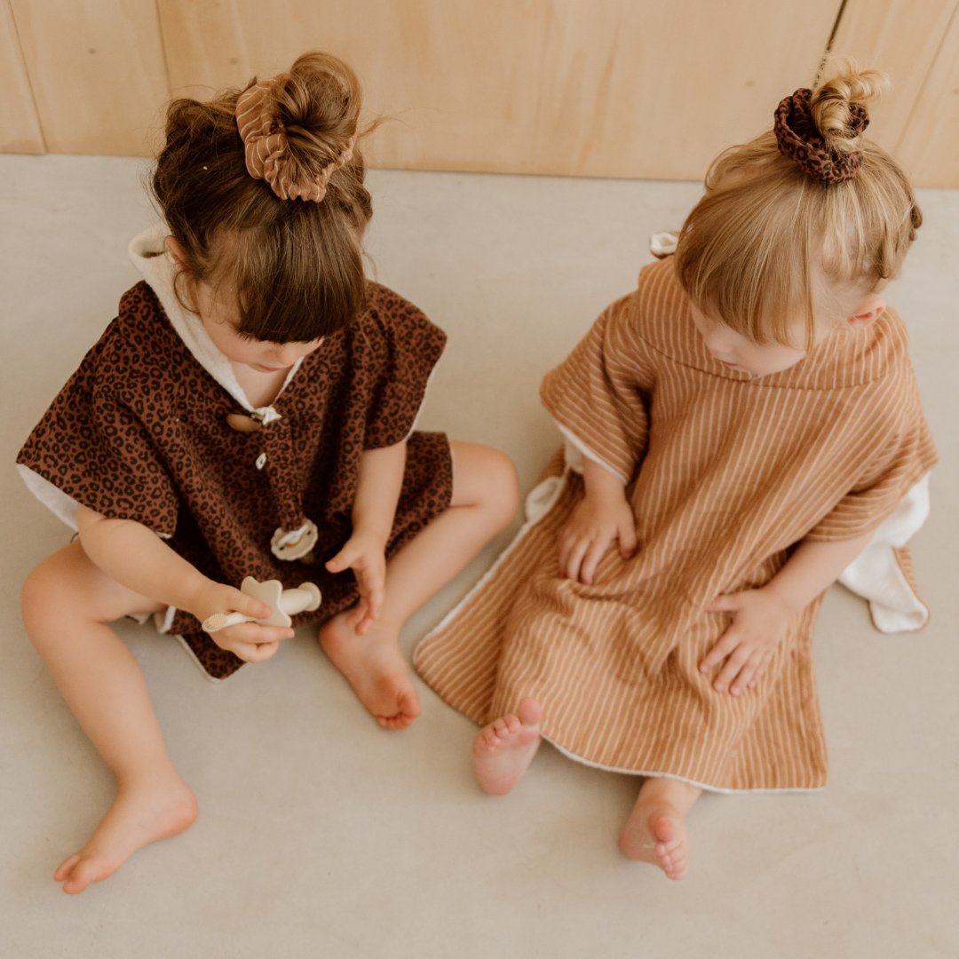 Poncho de bain enfant rayures fines