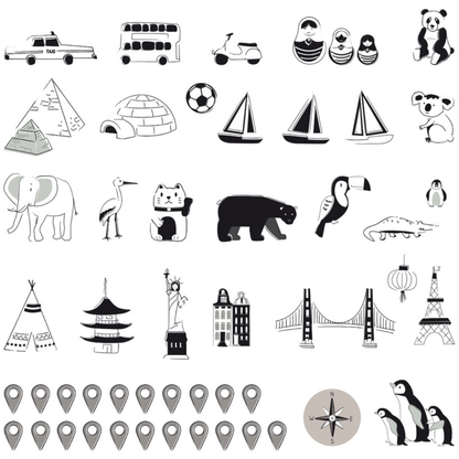 Sticker enfant carte du monde Beige