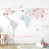 Sticker Enfant Carte Monde Rose