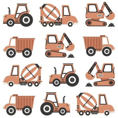 Sticker Tracteur &amp; Pelleteuse Terracotta