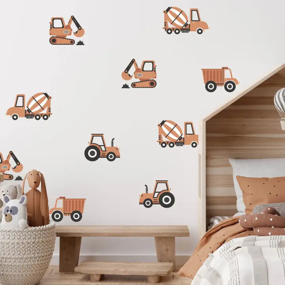 Sticker Tracteur &amp; Pelleteuse Terracotta