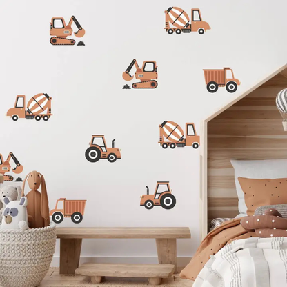 Sticker Tracteur &amp; pelleteuse - Terracotta