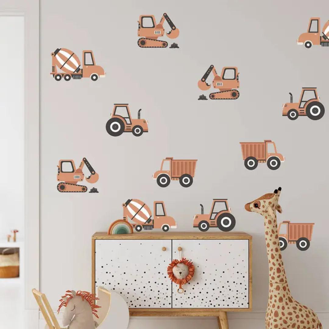 Sticker Tracteur &amp; Pelleteuse Terracotta
