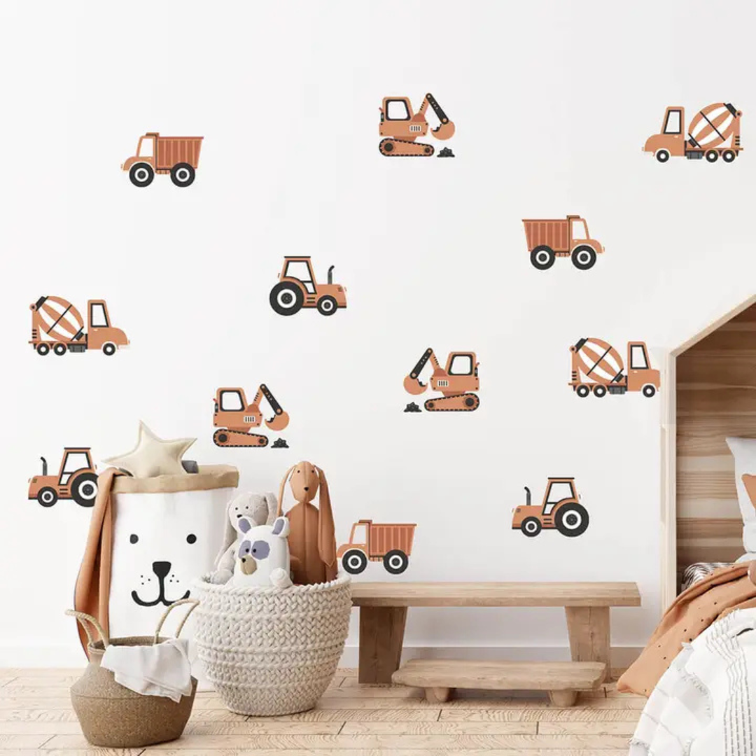 Sticker Tracteur &amp; pelleteuse - Terracotta