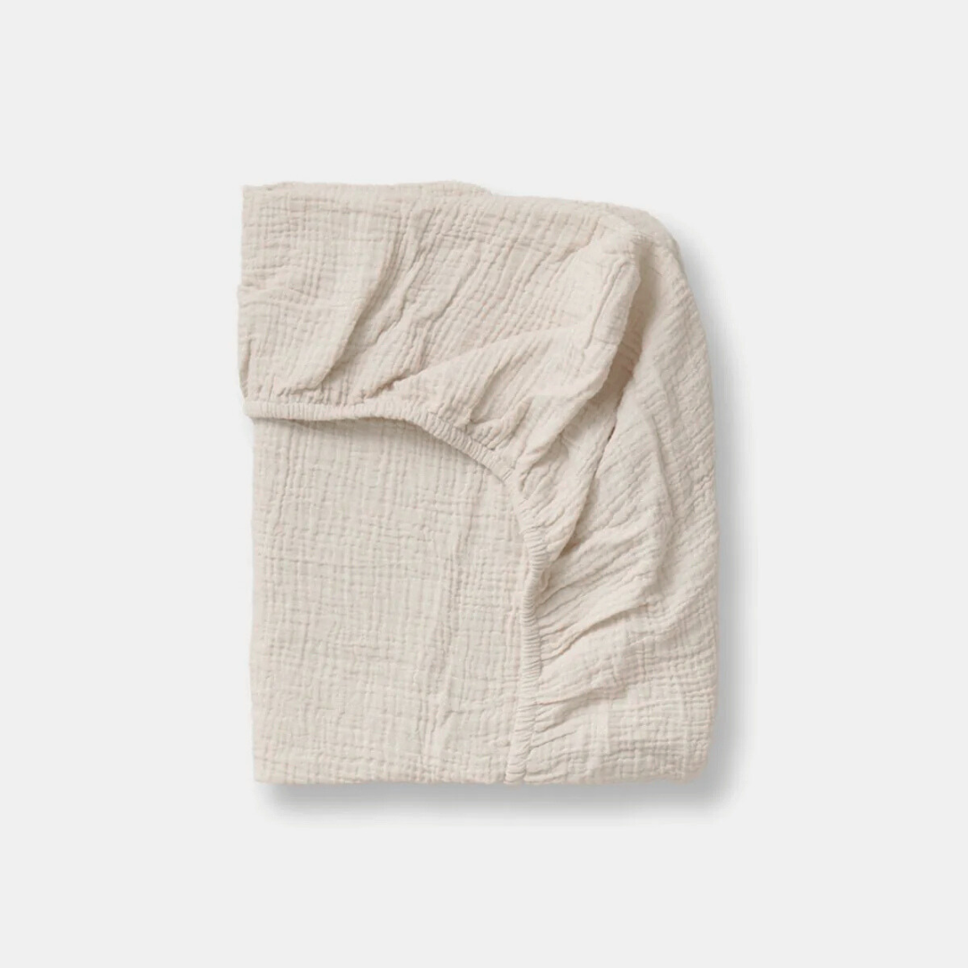 Drap housse double gaze coton BIO - Beige