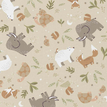 Panier à langer + matelas + housse animaux beige