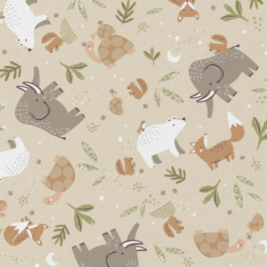 Drap housse enfant animaux beige