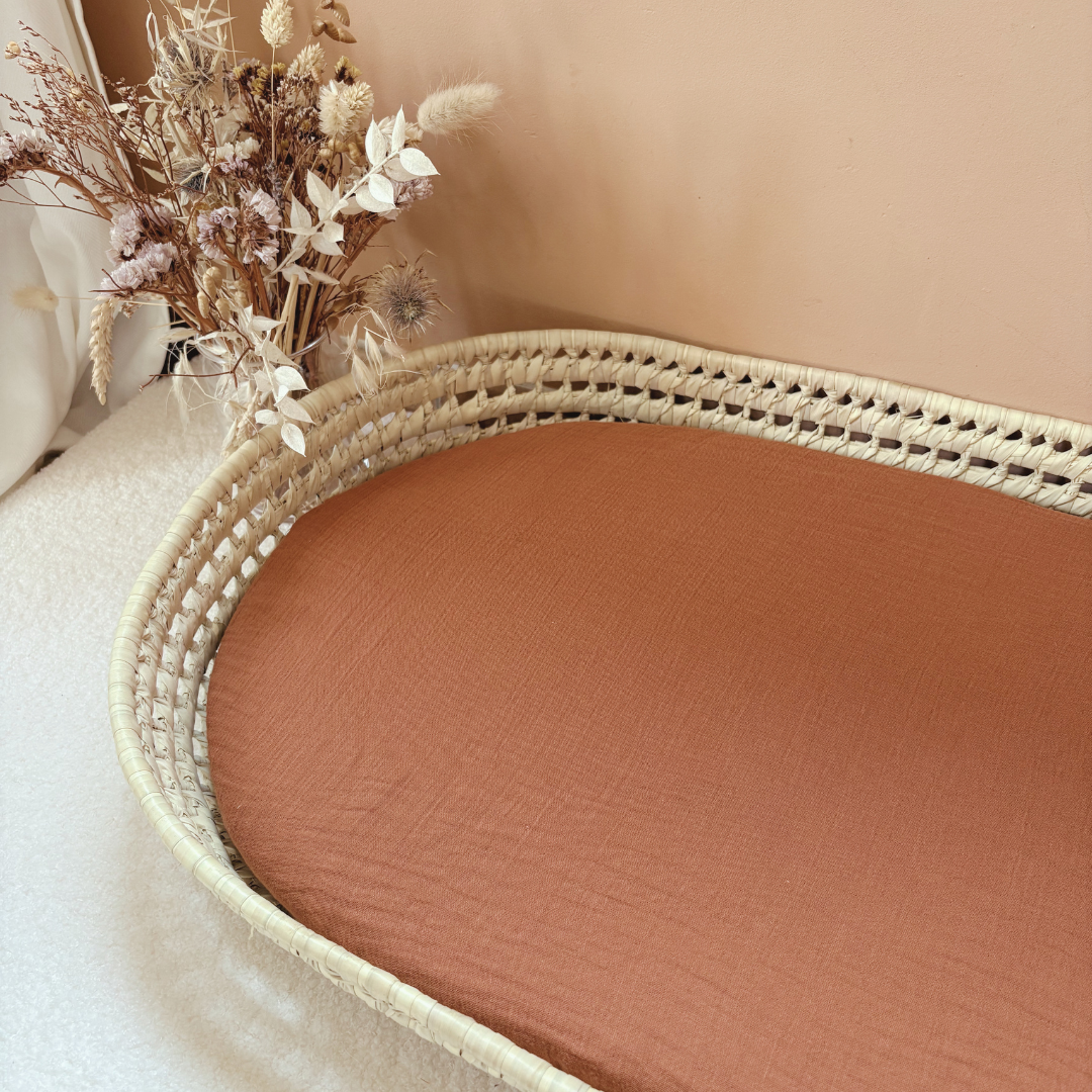 Panier à langer + matelas + housse double terracotta