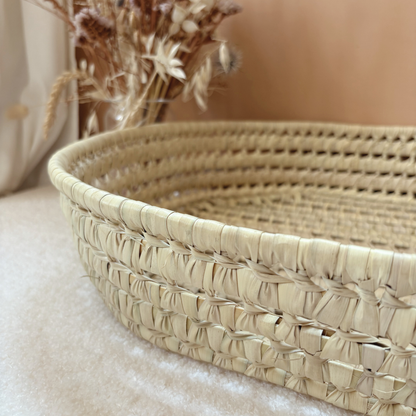 Panier à langer + matelas + housse double gaze fleurie Hava