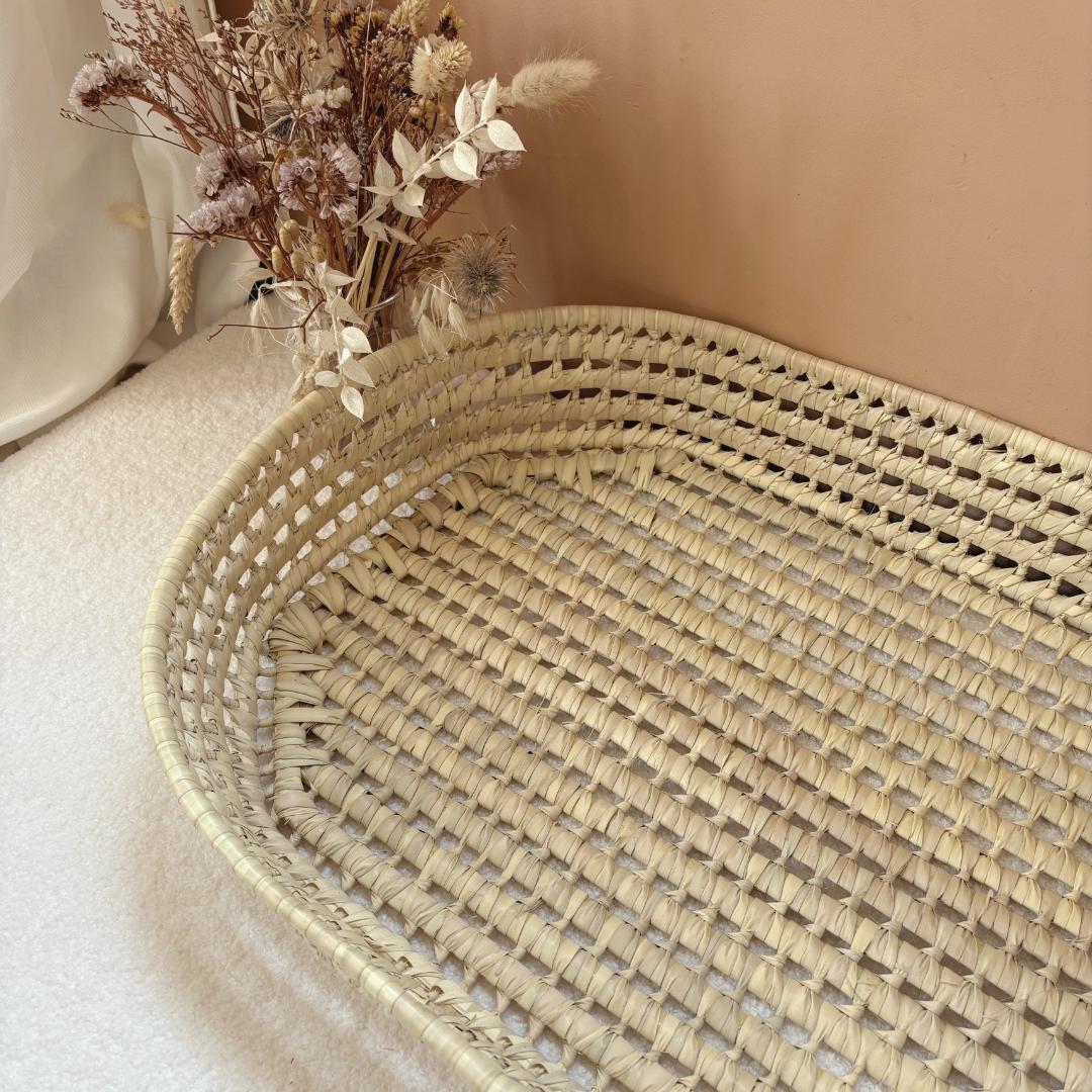 Panier à langer + matelas + housse double gaze fleurie Nina
