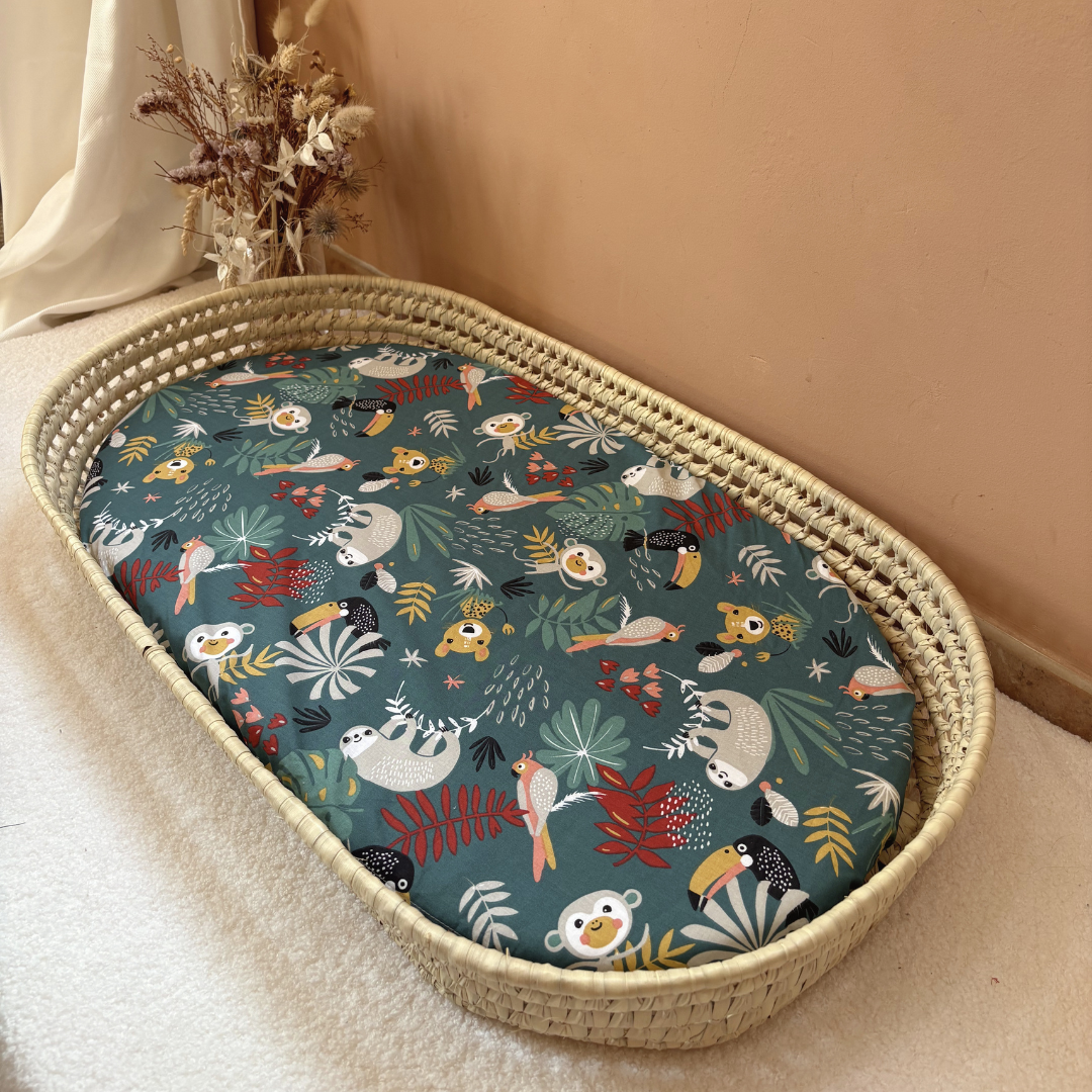 Panier à langer + matelas + housse jungle Ernest