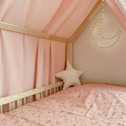Ciel de lit cabane (pack de 2) Rose blush pois dorés