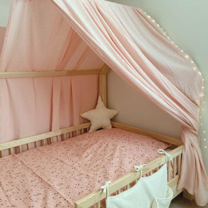 Ciel de lit cabane (pack de 2) Rose blush pois dorés