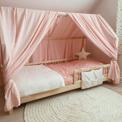 Ciel de lit cabane (pack de 2) Rose blush pois dorés