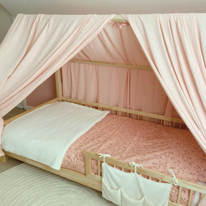Ciel de lit cabane (pack de 2) Rose blush pois dorés