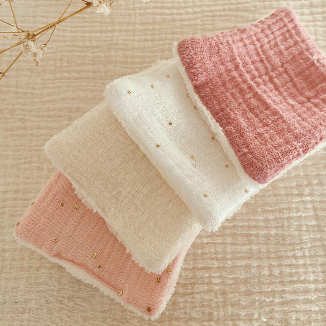 Lot de 4 lingettes démaquillantes lavables