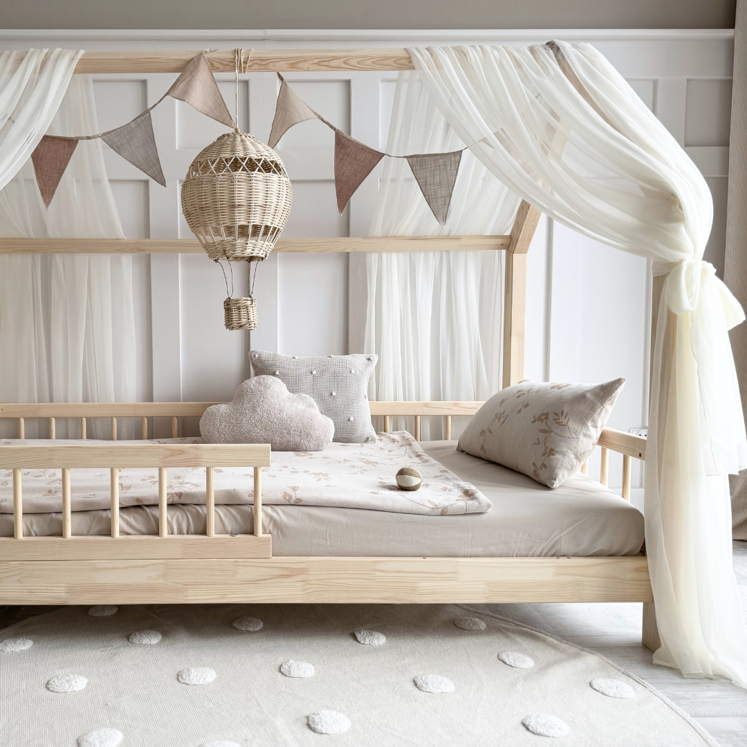 Pack de 2 ciels de lit cabane tulle Ecru