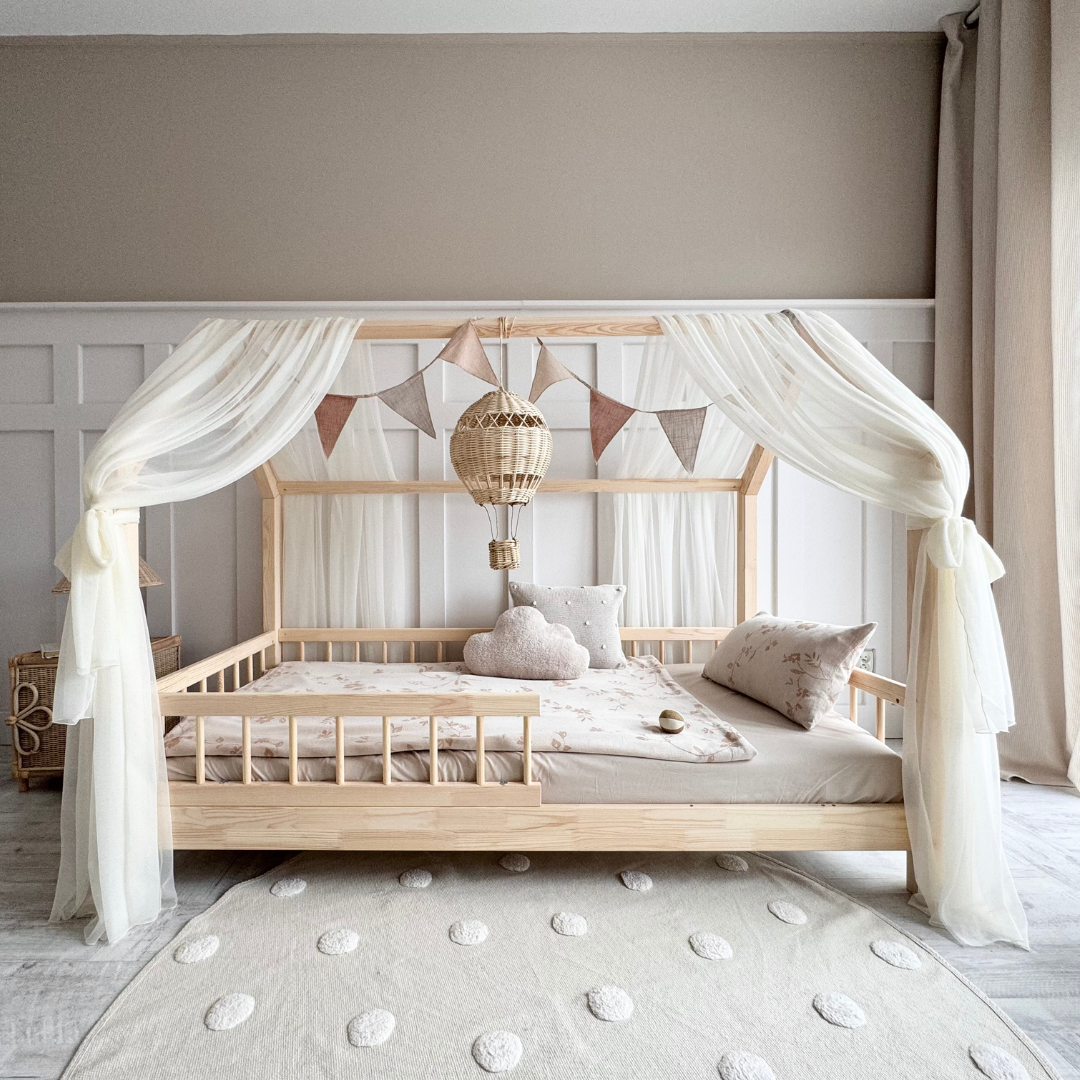 Pack de 2 ciels de lit cabane tulle Ecru
