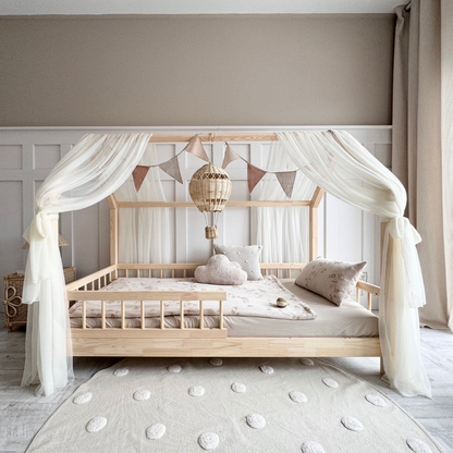 Pack de 2 ciels de lit cabane tulle Ecru