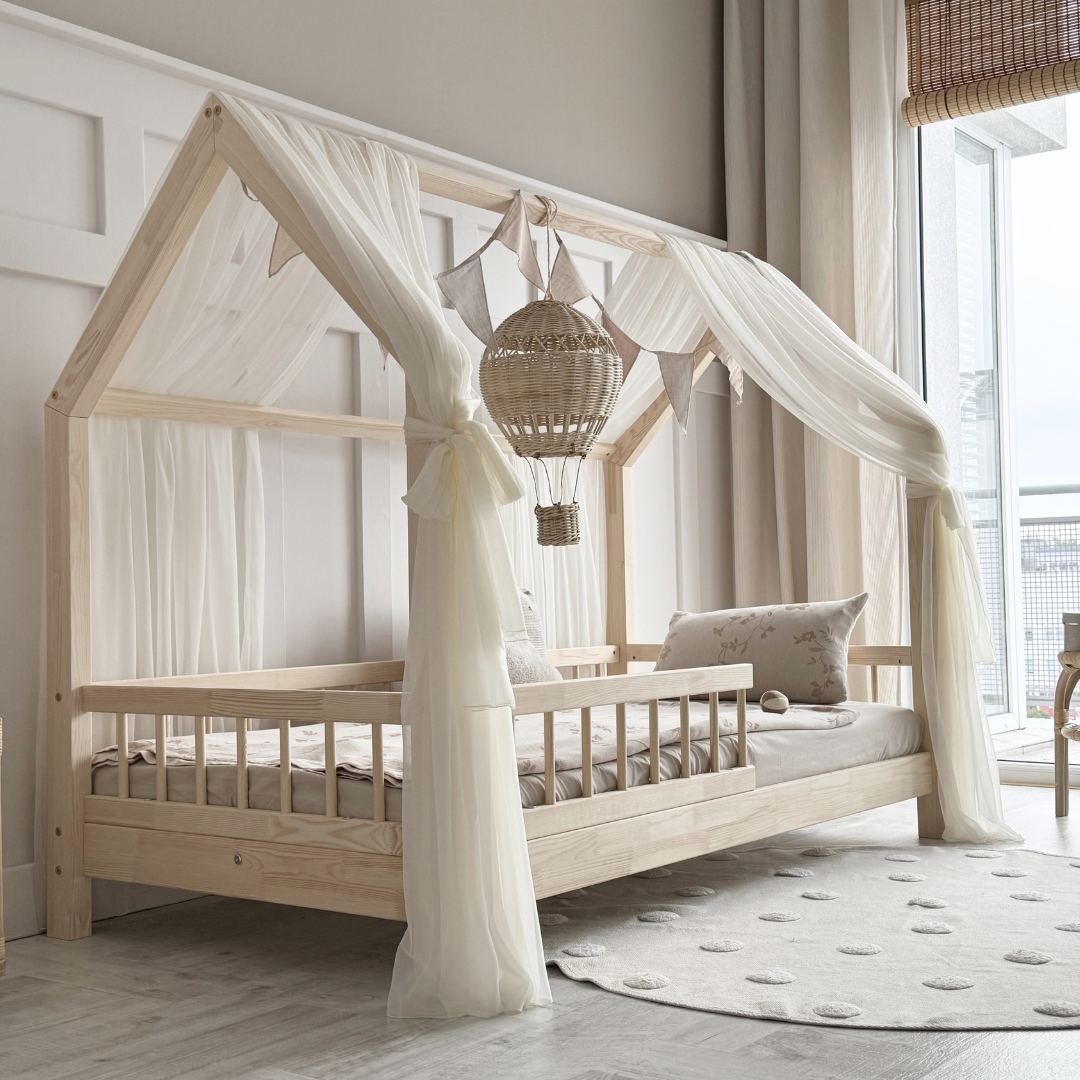 Pack de 2 ciels de lit cabane tulle Ecru