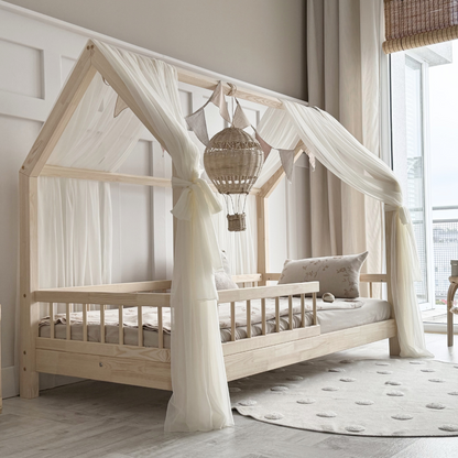 Pack de 2 ciels de lit cabane tulle Ecru
