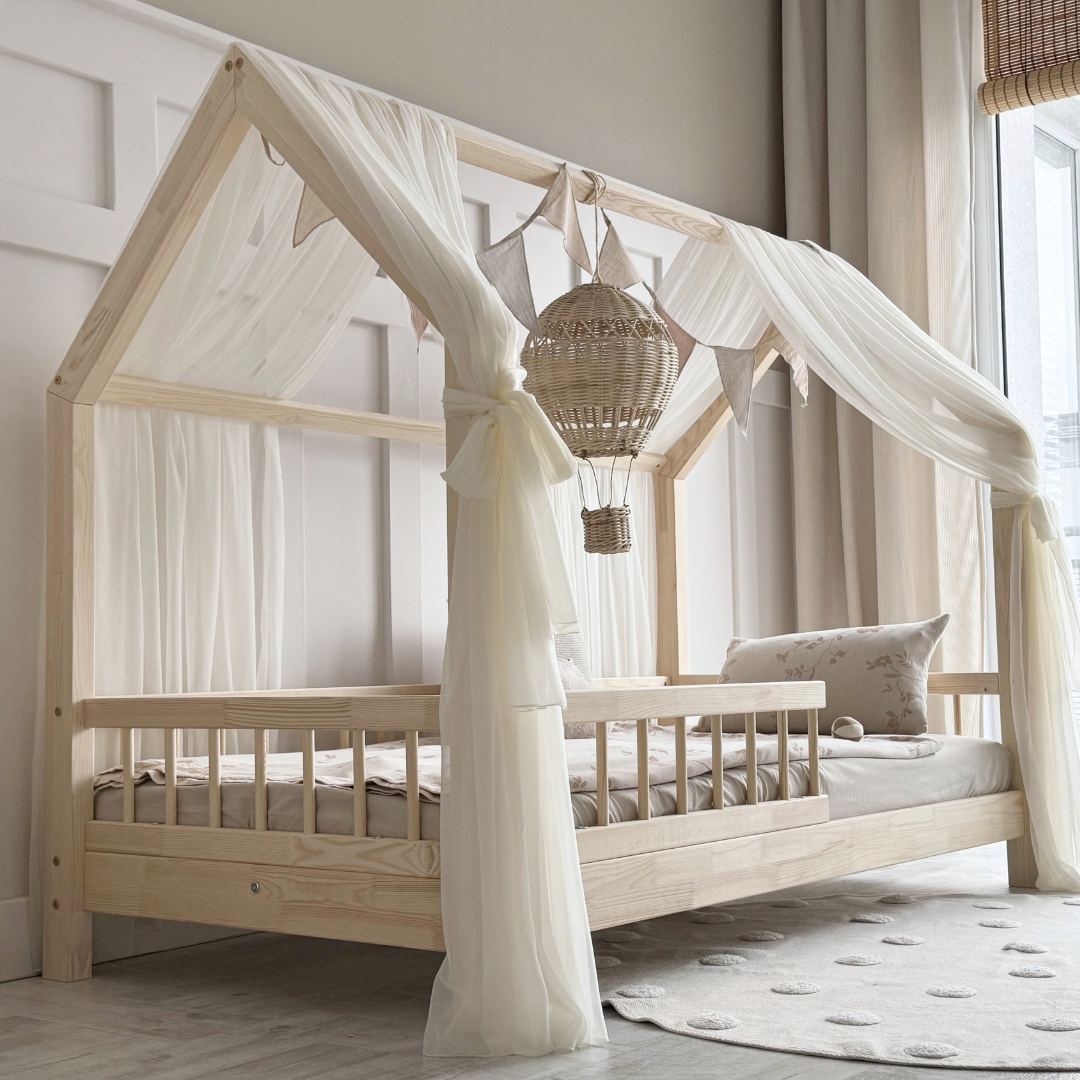 Pack de 2 ciels de lit cabane tulle Ecru