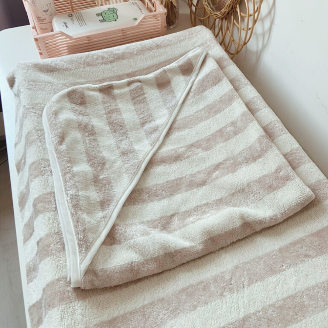 Cape de bain bébé Beige &amp; Ecru