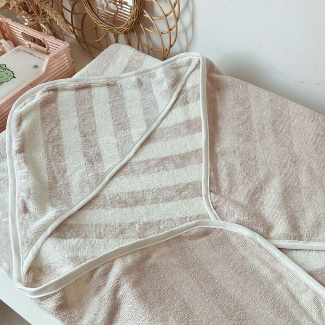 Cape de bain bébé Beige &amp; Ecru