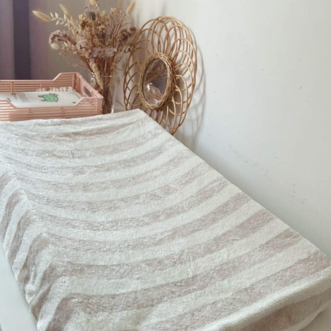 Housse matelas à langer éponge Beige &amp; écru