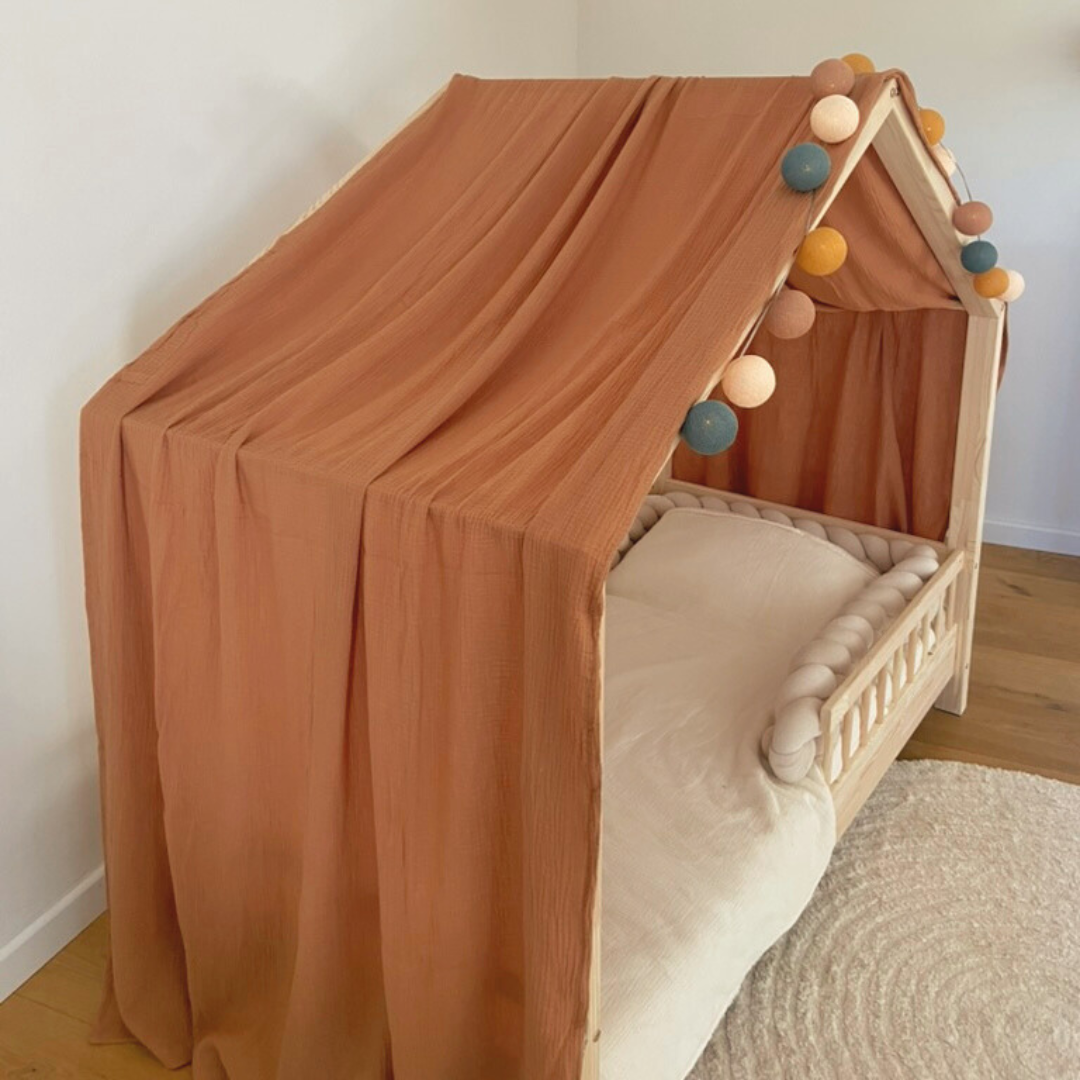 Terracotta cabana hemelbed met gouden stippen