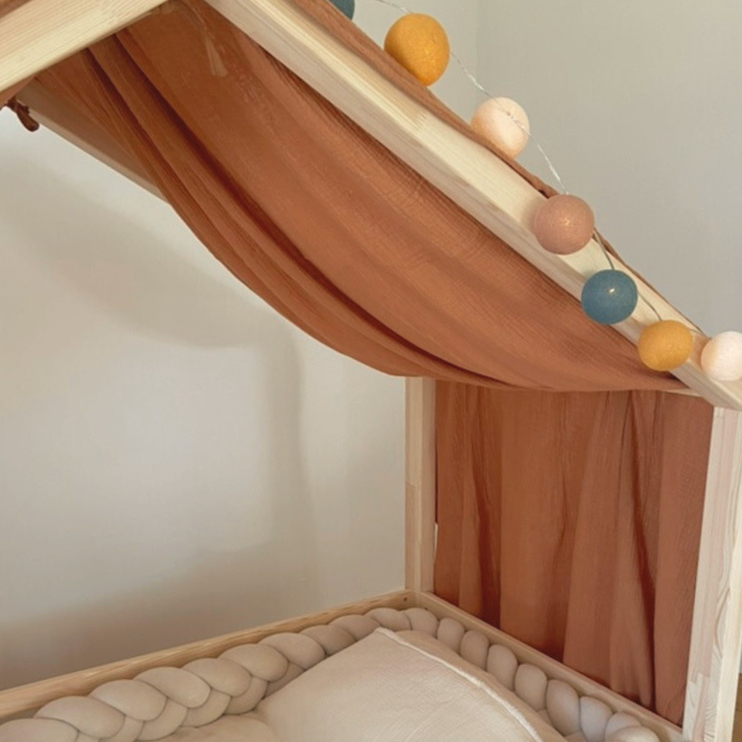 Terracotta cabana hemelbed met gouden stippen